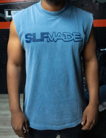 “MINOR SETBACKS FOR MAJOR COMEBACKS” Sleeveless Tee (Denim Blue)